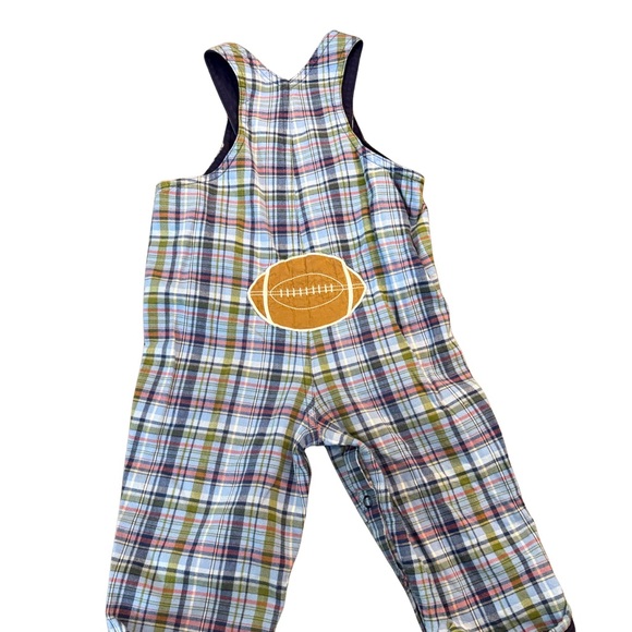 Vintage Hartstrings Plaid Kids Football Fleece Lined Overalls 24 months - Picture 4 of 4